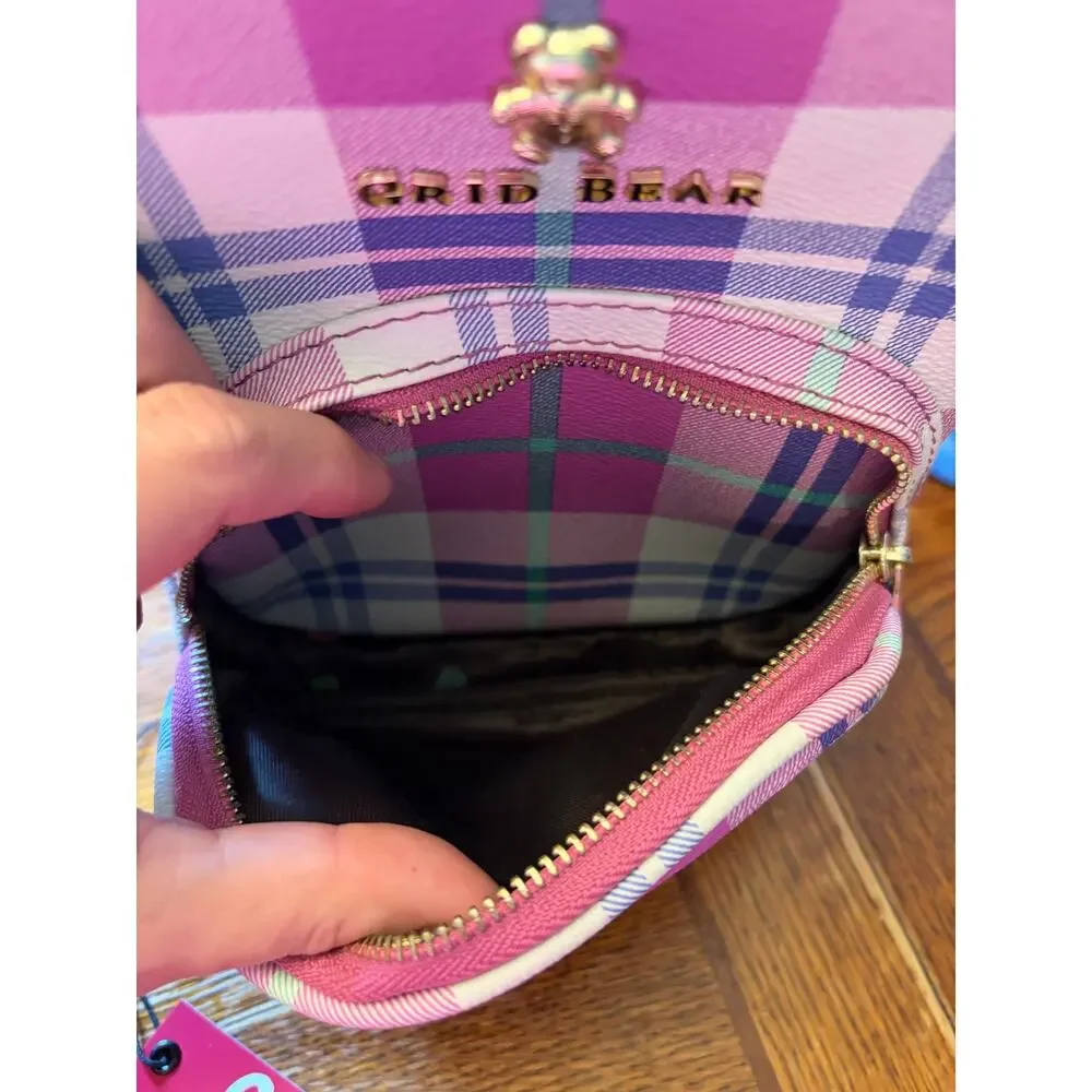 Circus by Sam Edelman Grid Bear Pink Plaid Mini Backpack Tartan Cute New